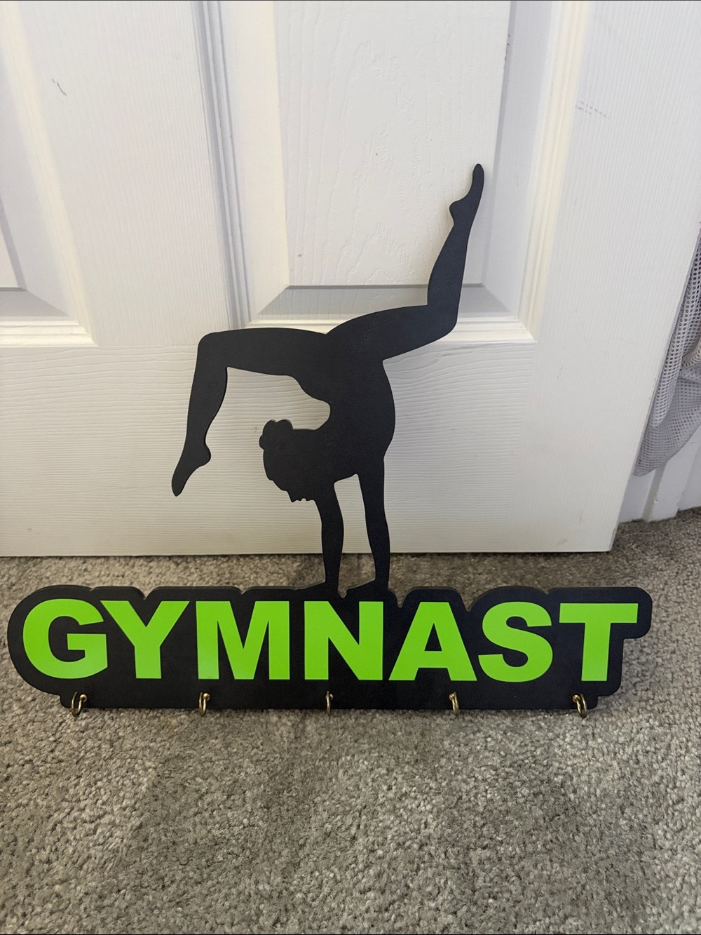 Black & Neon Green Gymnast Wall Hook Rack